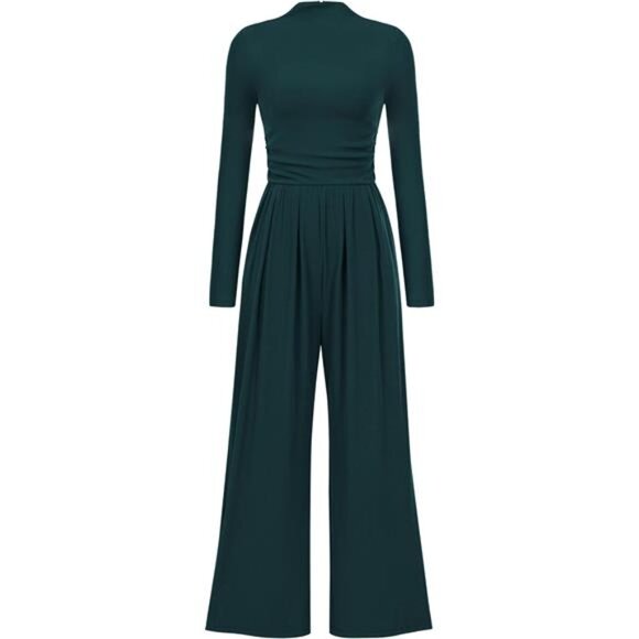 Jumpsuits Mock Neck Romper One Piece Outfits Teal Blue - Picture 1 of 6